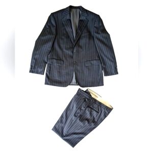 Firenze Uomo vintage 100% virgin wool black pinstripe 2 piece suit size XL